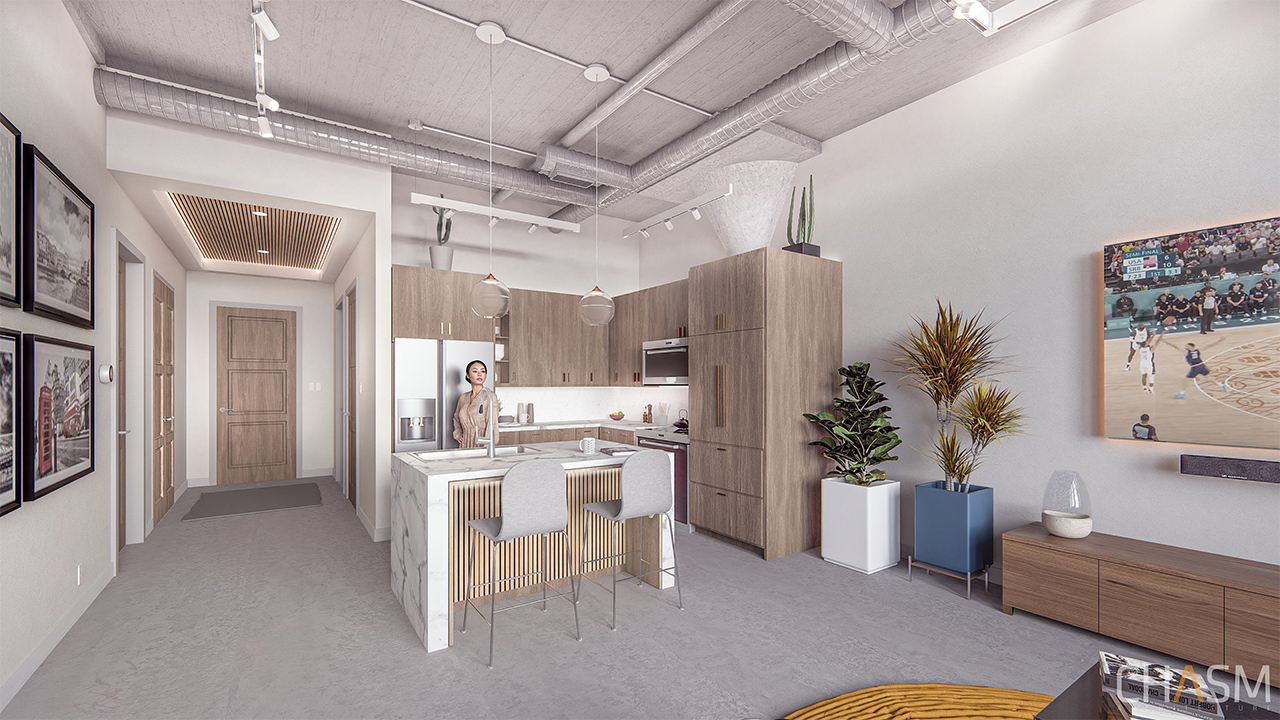 1921 at Dixie Avenue - Kitchen View Rendering